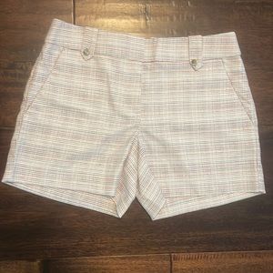 LOFT Button Tab Riviera Shorts With 4 Inch Inseam Red/Blue Multi NWT Size 0